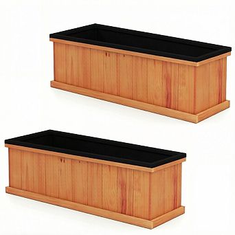 Costway Wood Raised Garden Bed with Drainage Holes & Liner for Flowers Vegetables Herbs