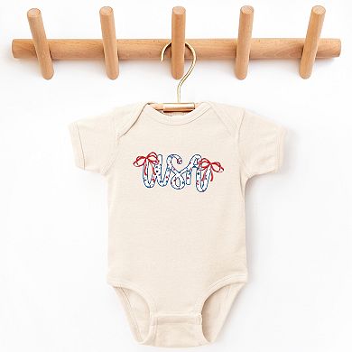 USA Cursive Coquette - Baby Short Sleeve Graphic Bodysuit