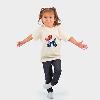 4th Of July Balloon Dog - Toddler Short Sleeve Graphic T-Shirt