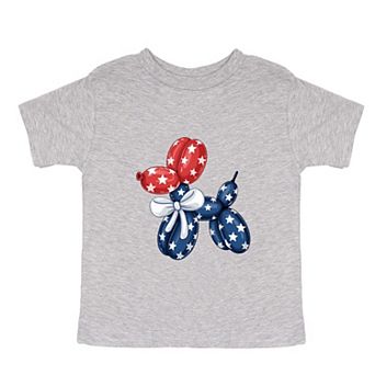 4th Of July Balloon Dog - Toddler Short Sleeve Graphic T-Shirt