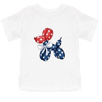 4th Of July Balloon Dog - Toddler Short Sleeve Graphic T-Shirt
