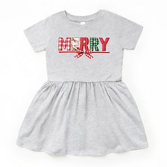 Merry Pattern Quilted Print - Toddler Graphic Dress