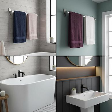 24 Brushed Nickel Towel Rack Rustproof Sturdy Wall Mounted Space Saving Bathroom Kitchen