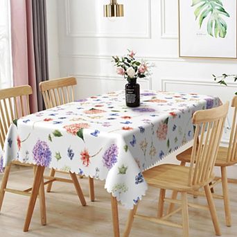 Hydrangea Floral Tablecloth, wrinkle-resistant plastic cover, waterproof party table