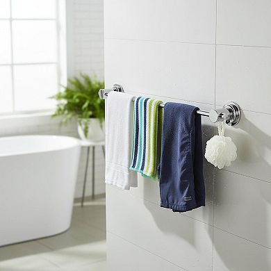 Extendable Suction Cup Towel Bar Chrome Finish Heavy Duty No Drill