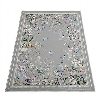 Butterfly Floral Low Profile Non-Slip Washable Door Mat