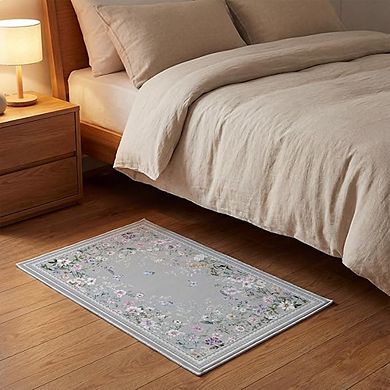 Butterfly Floral Low Profile Non-Slip Washable Door Mat