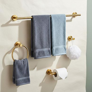 5-Piece Brushed Dark Stainless Steel Bathroom Hardware Set: Towel Bar, Ring, Toilet Paper Holder,