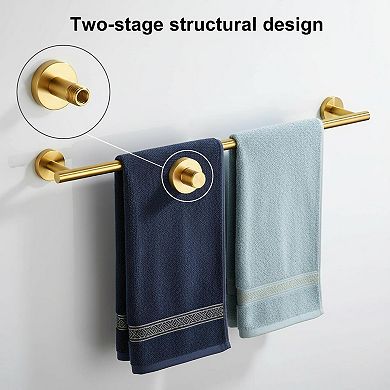 5-Piece Brushed Dark Stainless Steel Bathroom Hardware Set: Towel Bar, Ring, Toilet Paper Holder,