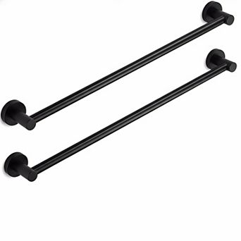 Adjustable Stainless Steel Towel Bar Wall Mounted Sturdy Rustproof 2 pc Black