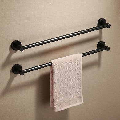 Adjustable Stainless Steel Towel Bar Wall Mounted Sturdy Rustproof 2pcs Black