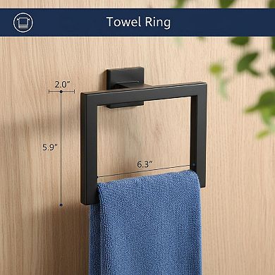 5-piece Bathroom Hardware Set Rustproof Towel Racks Wall Mounted Toilet Paper Holder 2 Hooks