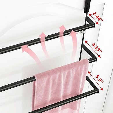 3Tier Over Door Towel Rack Stainless Steel with Hooks