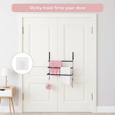 3Tier Over Door Towel Rack Stainless Steel with Hooks