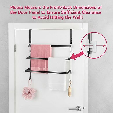 3Tier Over Door Towel Rack Stainless Steel with Hooks