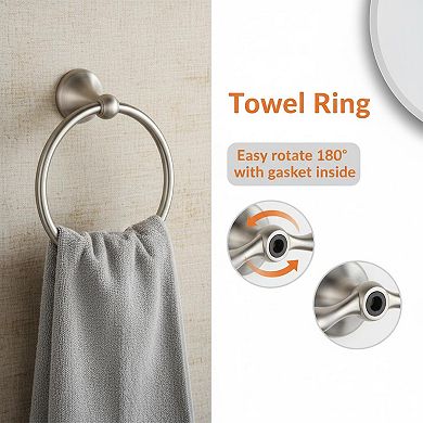 4-Piece Bathroom Accessory Set Brushed Nickel Adjustable Expandable Towel Bar Wall Mounted