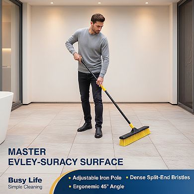 Push Broom Heavy Duty Outdoor with Stiff Bristles Long Handle