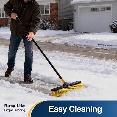 Push Broom Heavy Duty Outdoor with Stiff Bristles Long Handle
