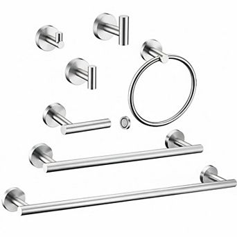 6 pc Brushed Nickel Bathroom Hardware Set SUS304 Stainless Steel Towel Bar Ring Toilet Paper