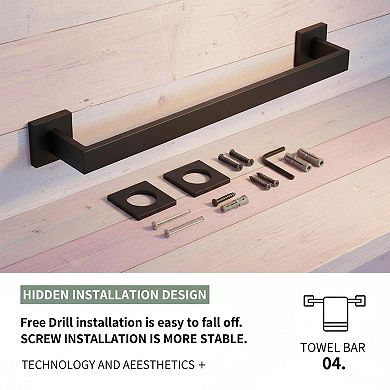 32 Inch Single Towel Bar SUS304 Stainless Steel Matte Black Wall Mounted Bathroom Kitchen Holder