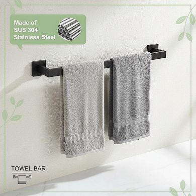 32 Inch Single Towel Bar SUS304 Stainless Steel Matte Black Wall Mounted Bathroom Kitchen Holder
