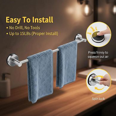 Adjustable Suction Cup Towel Rack Stainless Steel Bath Holder