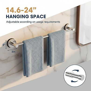 Adjustable Suction Cup Towel Rack Stainless Steel Bath Holder