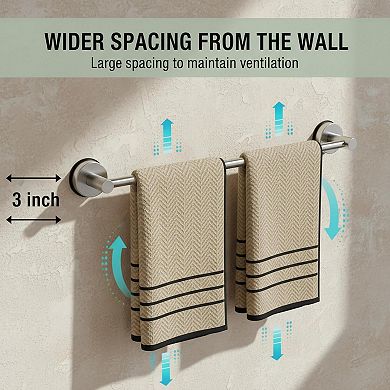 Adjustable Stainless Steel Towel Bar Suction Mount Bathroom Rack