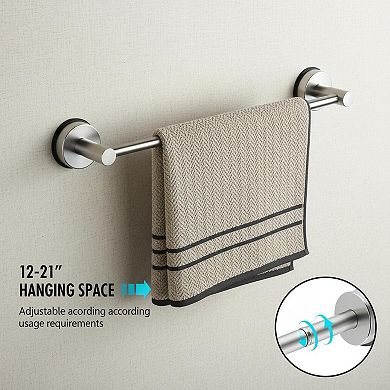 Adjustable Stainless Steel Towel Bar Suction Mount Bathroom Rack