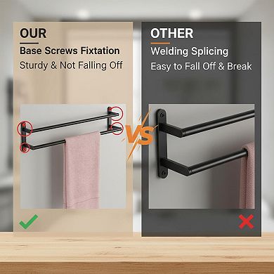 Double Towel Bar 24inch Wall Mounted Stainless Steel Bathroom Rack
