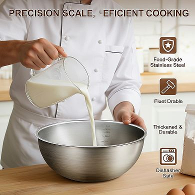 Stainless Steel Mixing Bowls Set of 3 with Measurement Marks