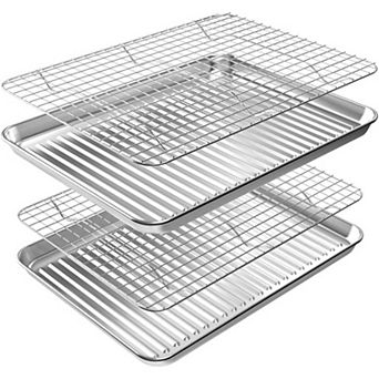 Baking Sheet with Rack Set 2 Pans and 2 Racks Stainless Steel