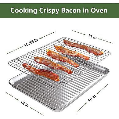 Baking Sheet with Rack Set 2 Pans and 2 Racks Stainless Steel