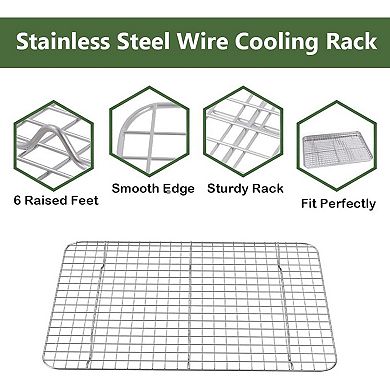Baking Sheet with Rack Set 2 Pans and 2 Racks Stainless Steel