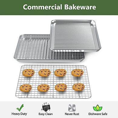 Baking Sheet with Rack Set 2 Pans and 2 Racks Stainless Steel