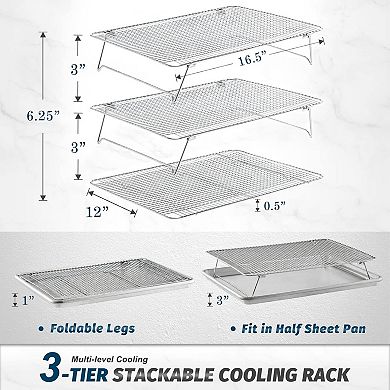 Collapsible Cooling Rack 3 Tier Stainless Steel for Baking