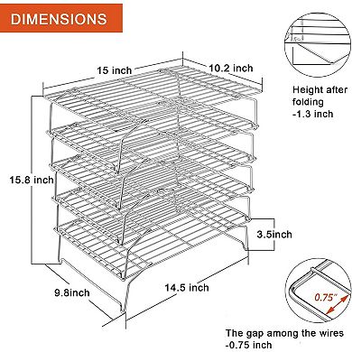 Cooling Rack 5 Tier Stainless Steel Stackable Collapsible