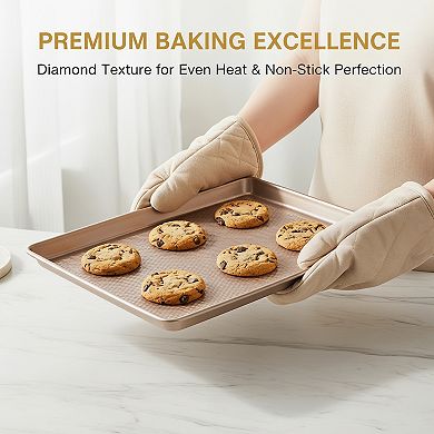 Half Sheet Baking Pans 2 Pack Non Stick Thicker Carbon Steel