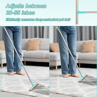 Carpet Rake Pet Hair Removal Tool with Adjustable Long Handle