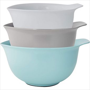 Nesting Plastic Mixing Bowls Set of 3 Non Slip Base