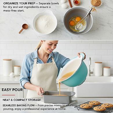 Nesting Plastic Mixing Bowls Set of 3 Non Slip Base