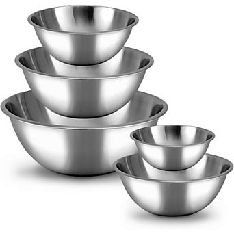 Meal Prep Stainless Steel Mixing Bowl Set of 5 Heavy Duty