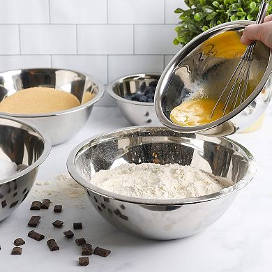 Meal Prep Stainless Steel Mixing Bowl Set of 5 Heavy Duty