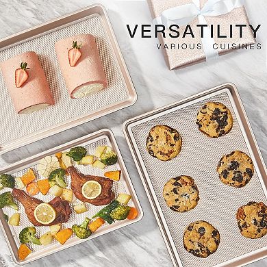 Baking Sheet Pan Set of 3 Nonstick Half Quarter Jelly Roll