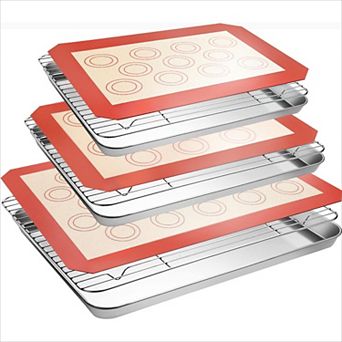 Stainless Steel Baking Sheet Set with Cooling Rack and Mat