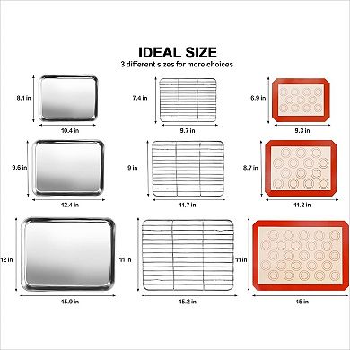 Stainless Steel Baking Sheet Set with Cooling Rack and Mat