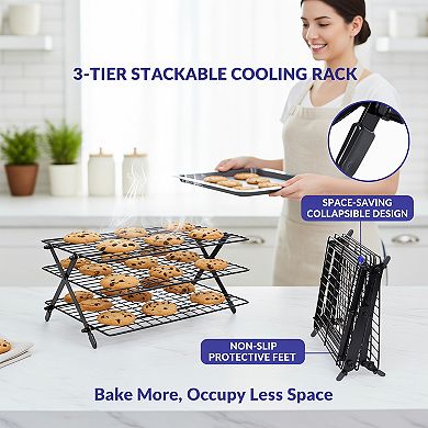 Collapsible Cooling Rack with Adjustable 3 Setting Design
