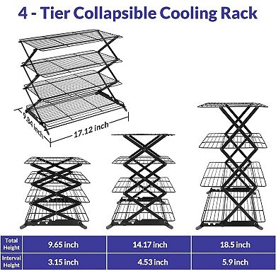 Collapsible Cooling Rack with Adjustable 3 Setting Design