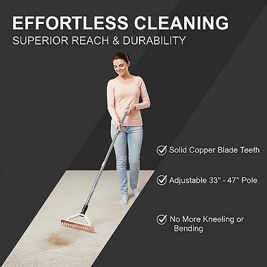 Carpet Rake Pet Hair Remover with Adjustable Long Handle