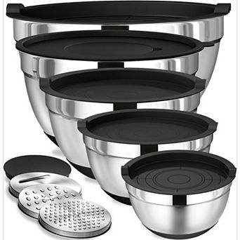 Mixing Bowls with Airtight Lids 8 pc Stainless Steel Nesting